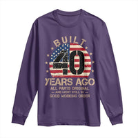Funny 40th Birthday Long Sleeve Shirt Vintage US Flag Built 40 Years Ago Parts Original
