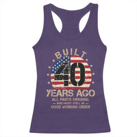 Funny 40th Birthday Racerback Tank Top Vintage US Flag Built 40 Years Ago Parts Original