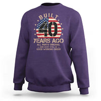 Funny 40th Birthday Sweatshirt Vintage US Flag Built 40 Years Ago Parts Original