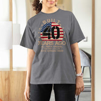 Funny 40th Birthday T Shirt For Women Vintage US Flag Built 40 Years Ago Parts Original