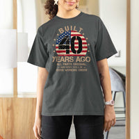 Funny 40th Birthday T Shirt For Women Vintage US Flag Built 40 Years Ago Parts Original