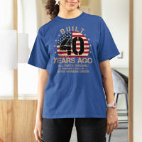 Funny 40th Birthday T Shirt For Women Vintage US Flag Built 40 Years Ago Parts Original