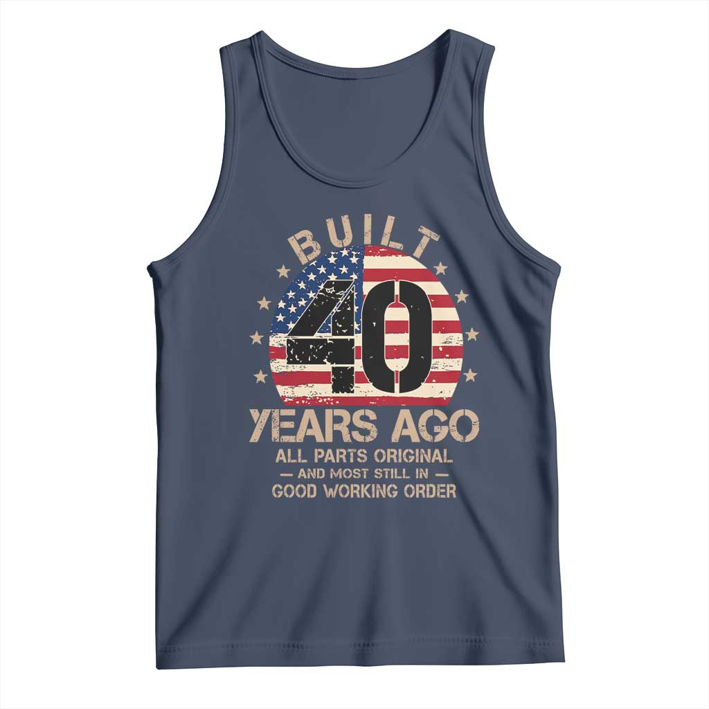 Funny 40th Birthday Tank Top Vintage US Flag Built 40 Years Ago Parts Original