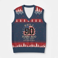 Funny 90th Birthday V-Neck Knit Sweater Vest Vintage US Flag Built 90 Years Ago Parts Original