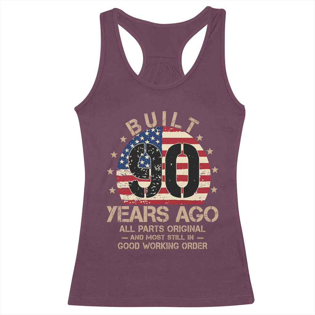 Funny 90th Birthday Racerback Tank Top Vintage US Flag Built 90 Years Ago Parts Original