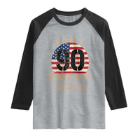 Funny 90th Birthday Raglan Shirt Vintage US Flag Built 90 Years Ago Parts Original