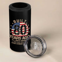 Funny 80th Birthday 4 in 1 Can Cooler Tumbler Vintage US Flag Built 80 Years Ago Parts Original