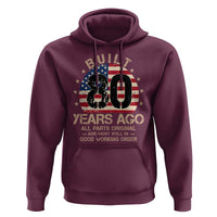 Funny 80th Birthday Hoodie Vintage US Flag Built 80 Years Ago Parts Original