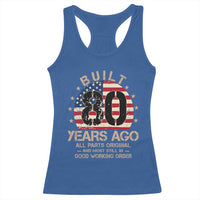 Funny 80th Birthday Racerback Tank Top Vintage US Flag Built 80 Years Ago Parts Original