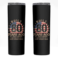 Funny 80th Birthday Skinny Tumbler Vintage US Flag Built 80 Years Ago Parts Original