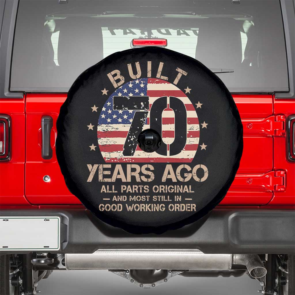 Funny 70th Birthday Spare Tire Cover Vintage US Flag Built 70 Years Ago Parts Original
