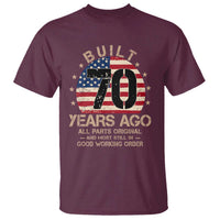 Funny 70th Birthday T Shirt Vintage US Flag Built 70 Years Ago Parts Original