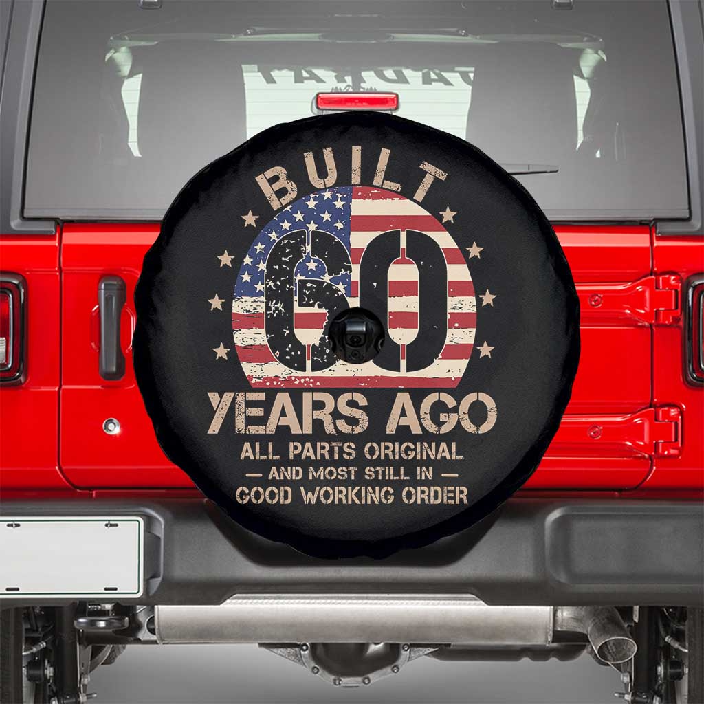Funny 60th Birthday Spare Tire Cover Vintage US Flag Built 60 Years Ago Parts Original