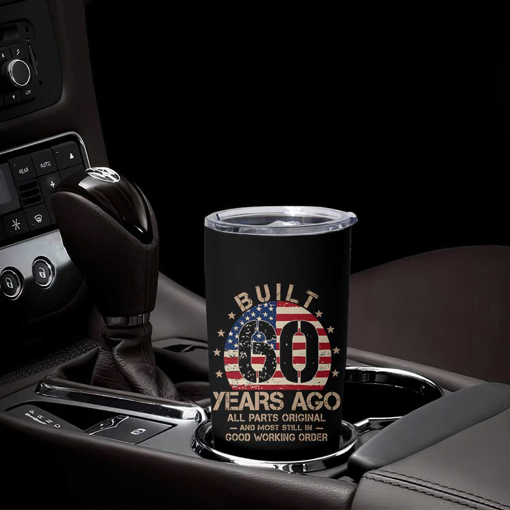 Funny 60th Birthday Tumbler Cup Vintage US Flag Built 60 Years Ago Parts Original