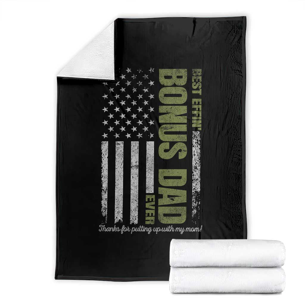 Best Effin Bonus Dad Ever Throw Blanket Vintage Step Dad American Flag