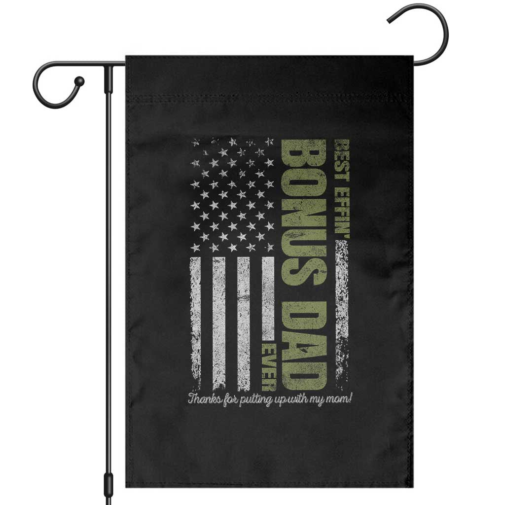Best Effin Bonus Dad Ever Garden Flag Vintage Step Dad American Flag