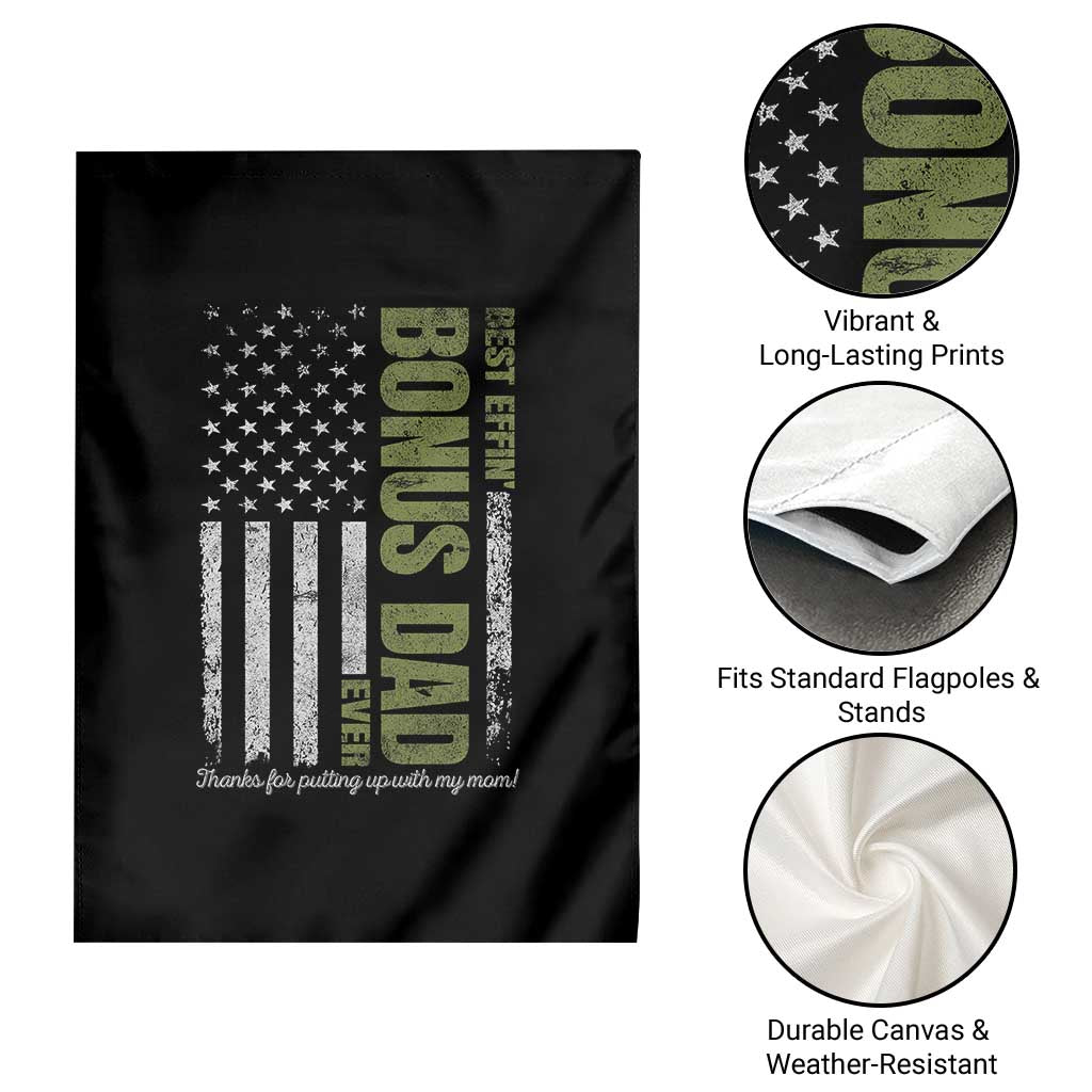 Best Effin Bonus Dad Ever Garden Flag Vintage Step Dad American Flag