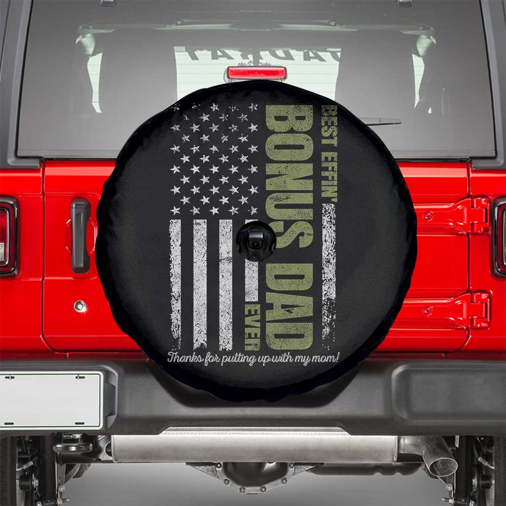 Best Effin Bonus Dad Ever Spare Tire Cover Vintage Step Dad American Flag