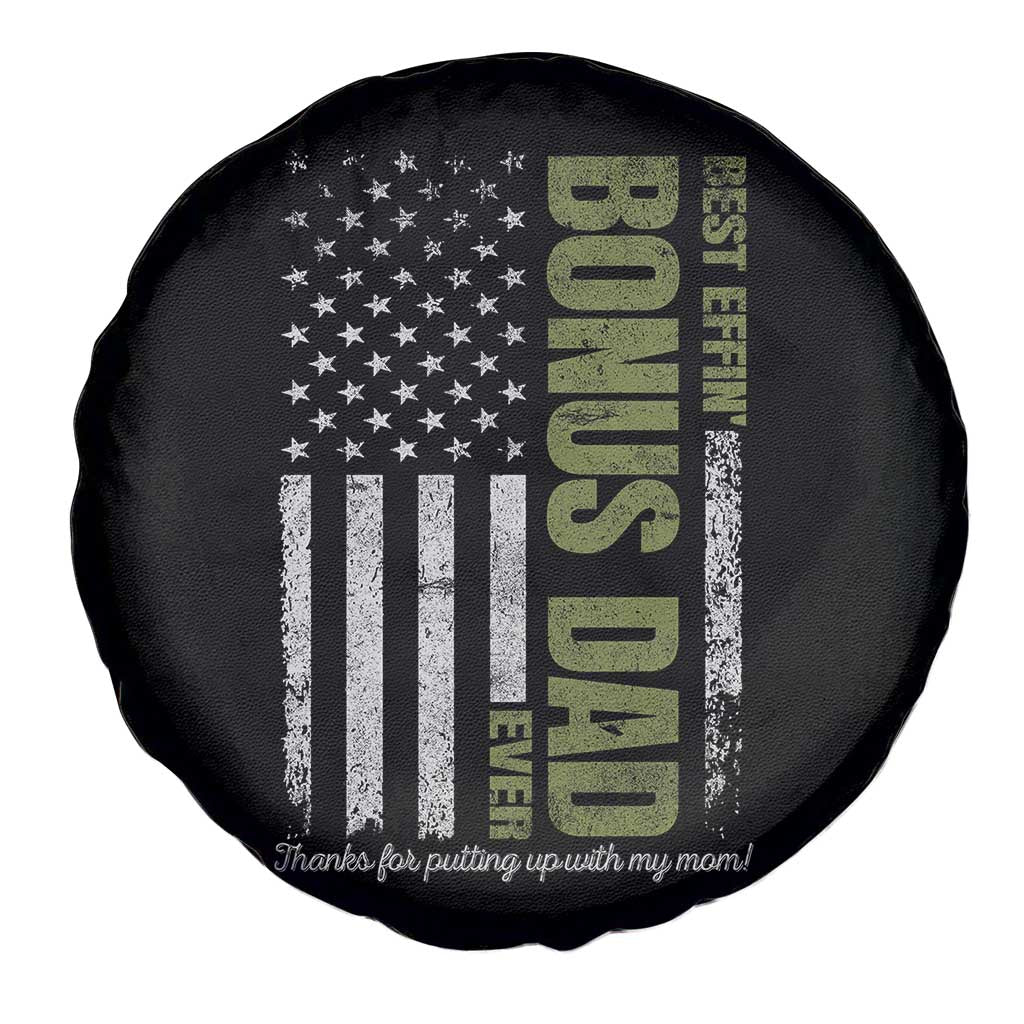 Best Effin Bonus Dad Ever Spare Tire Cover Vintage Step Dad American Flag