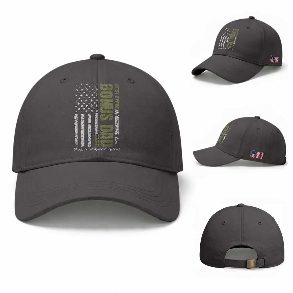 Best Effin Bonus Dad Ever Baseball Cap Vintage Step Dad American Flag