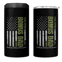 Best Effin Bonus Dad Ever 4 in 1 Can Cooler Tumbler Vintage Step Dad American Flag