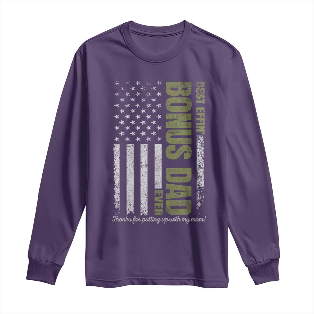 Best Effin Bonus Dad Ever Long Sleeve Shirt Vintage Step Dad American Flag