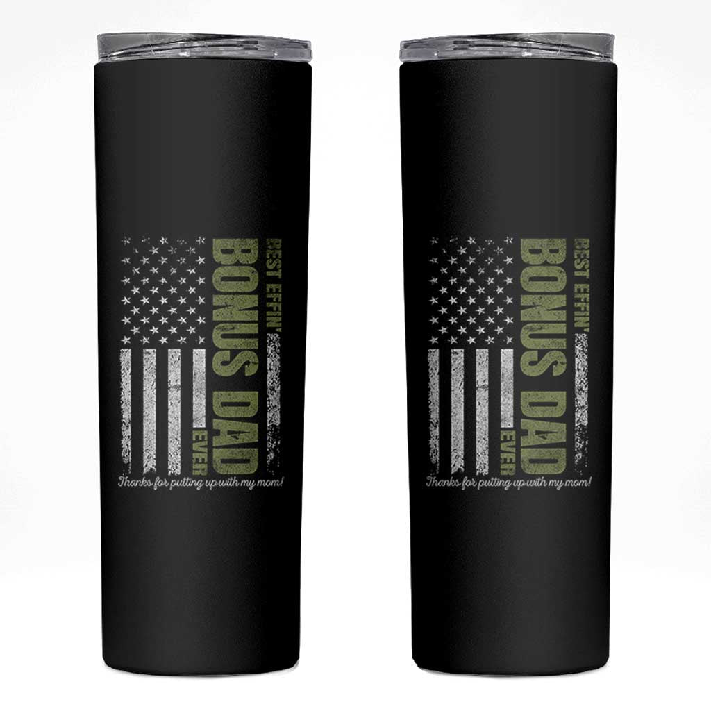 Best Effin Bonus Dad Ever Skinny Tumbler Vintage Step Dad American Flag
