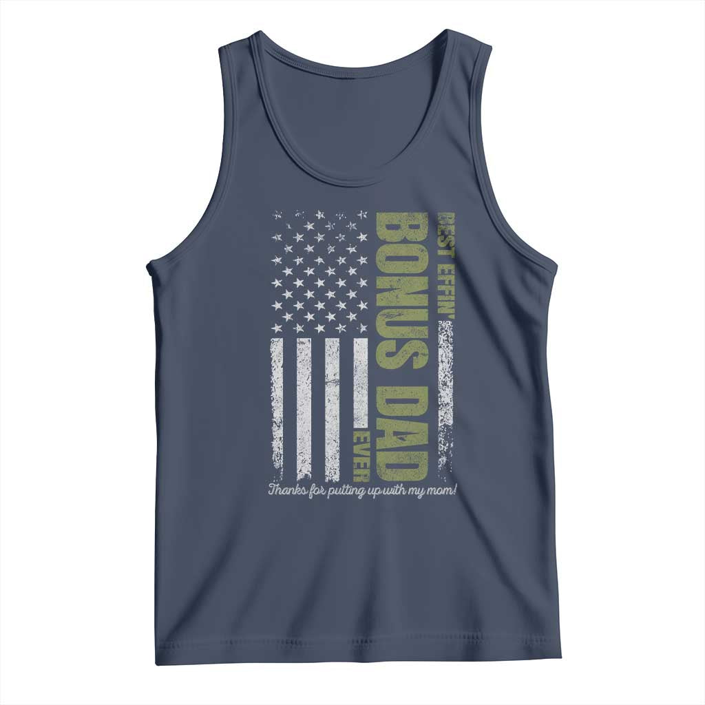 Best Effin Bonus Dad Ever Tank Top Vintage Step Dad American Flag