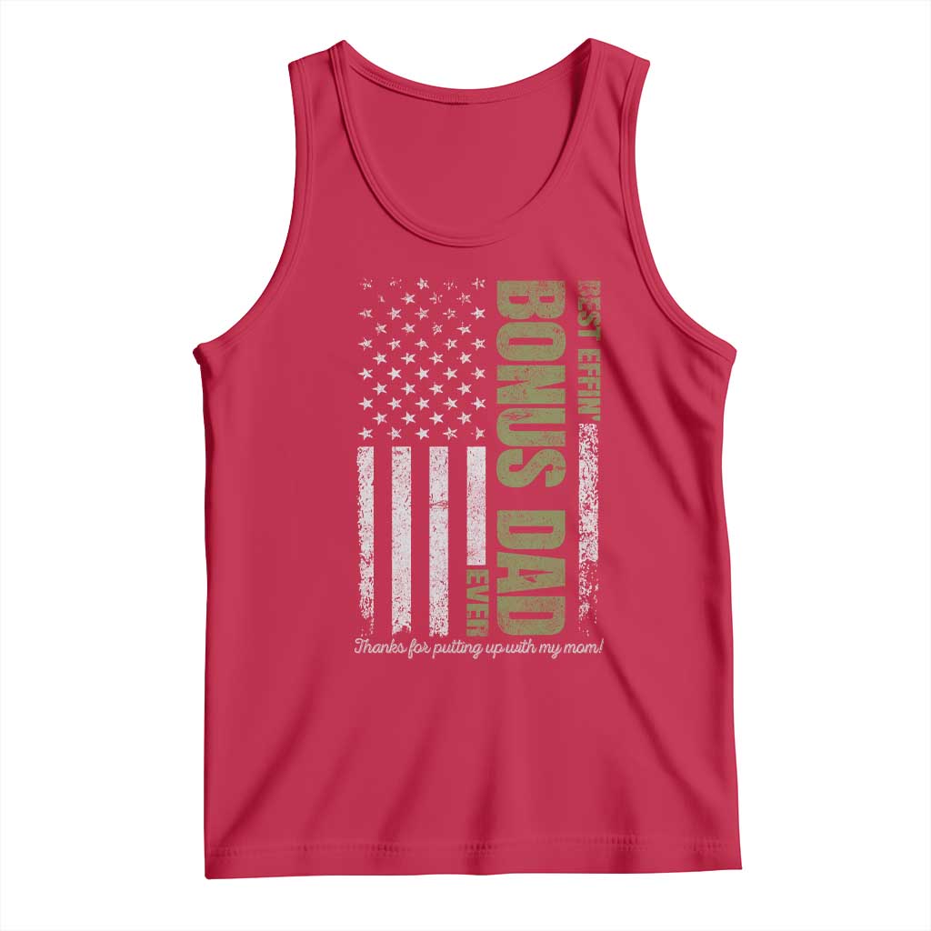 Best Effin Bonus Dad Ever Tank Top Vintage Step Dad American Flag