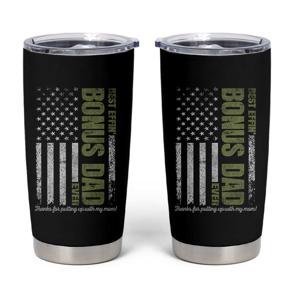 Best Effin Bonus Dad Ever Tumbler Cup Vintage Step Dad American Flag
