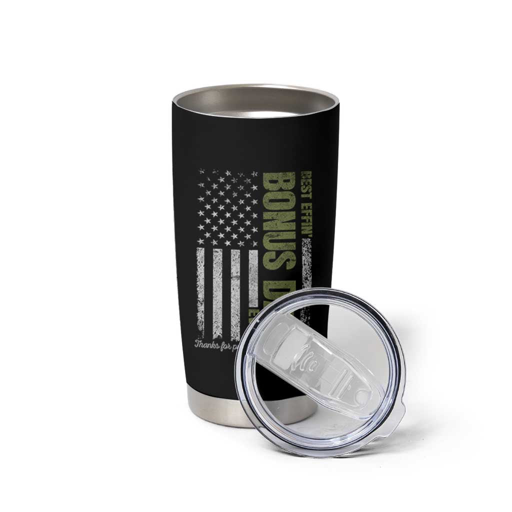 Best Effin Bonus Dad Ever Tumbler Cup Vintage Step Dad American Flag