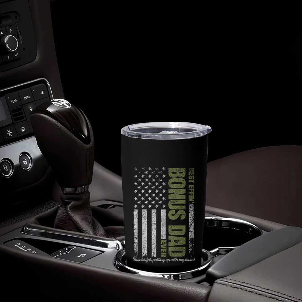 Best Effin Bonus Dad Ever Tumbler Cup Vintage Step Dad American Flag