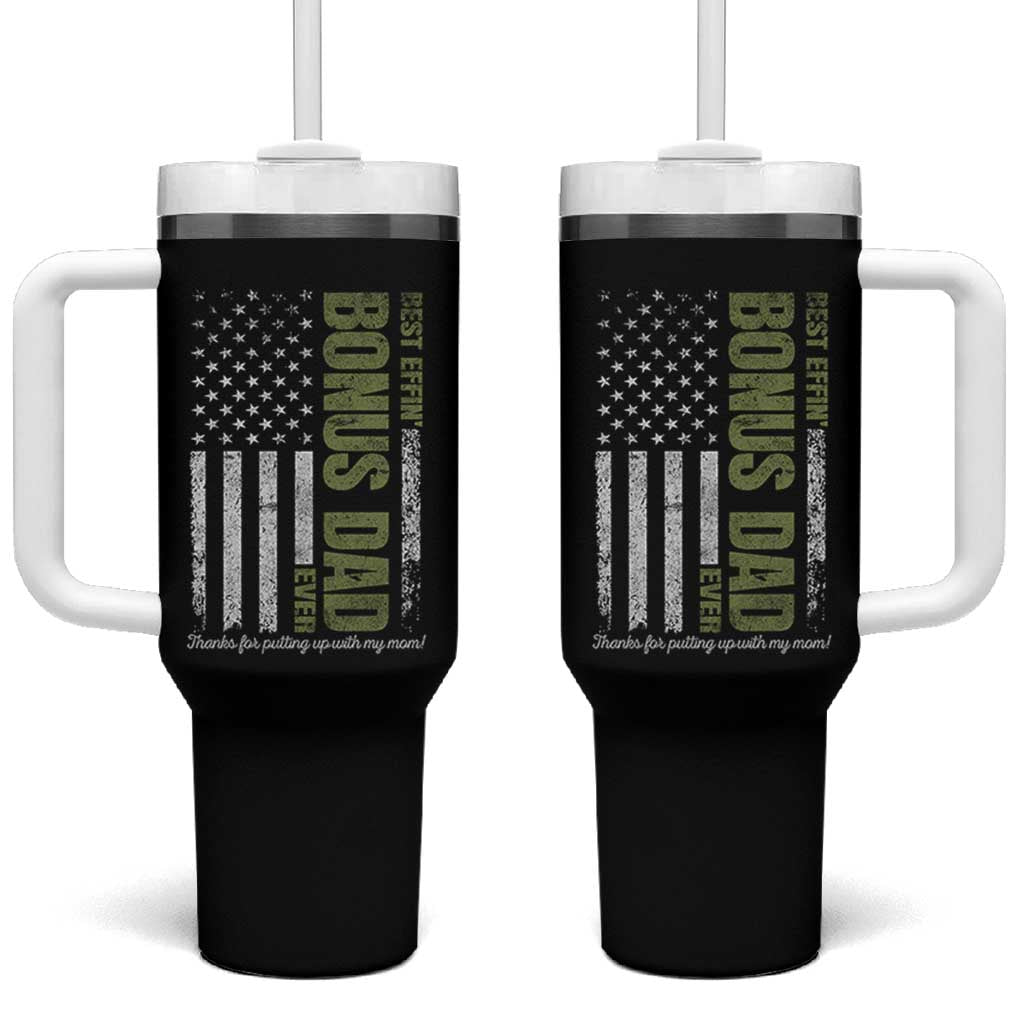 Best Effin Bonus Dad Ever Tumbler With Handle Vintage Step Dad American Flag