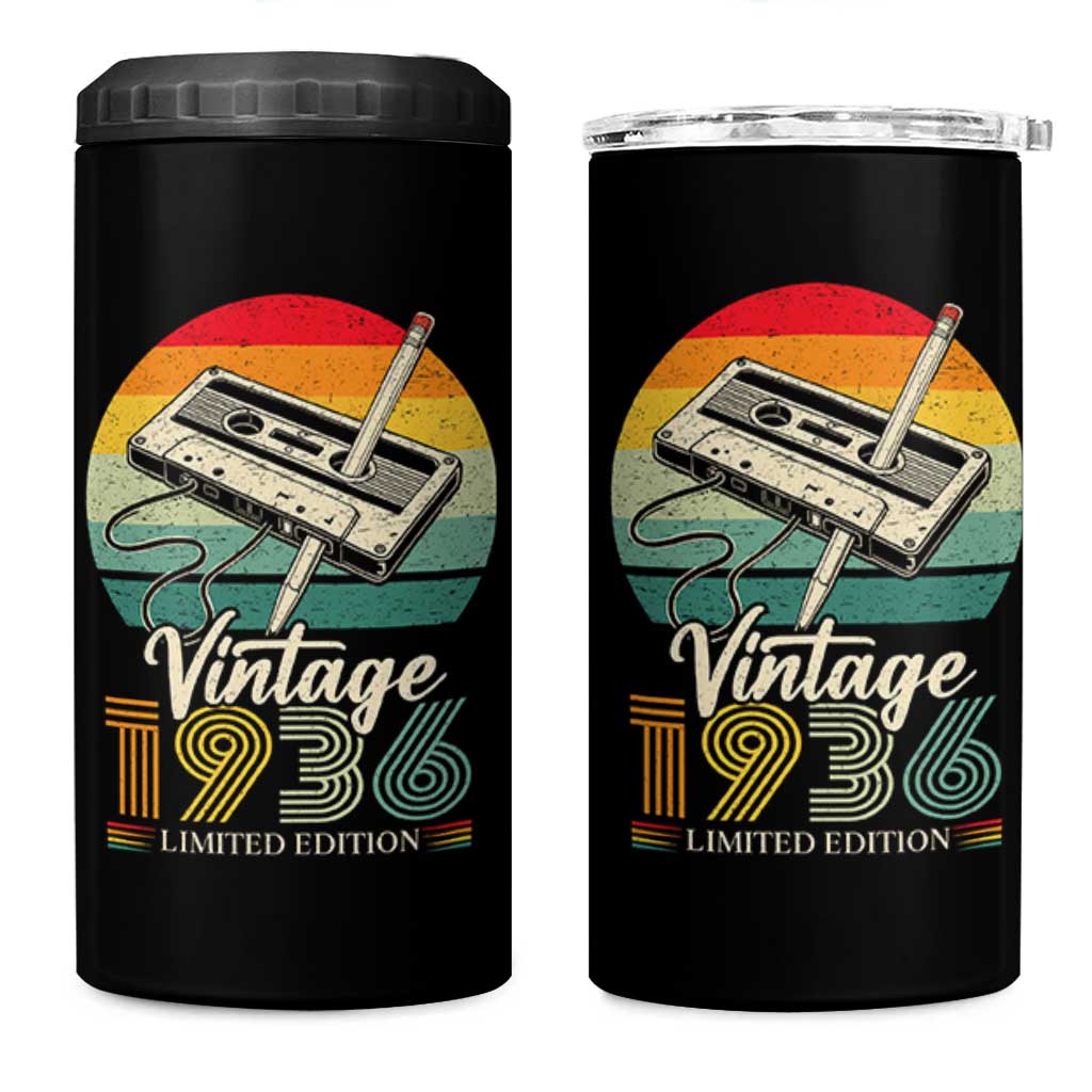 Vintage 1936 4 in 1 Can Cooler Tumbler 90th Birthday Turning 90 Year Old Gifts