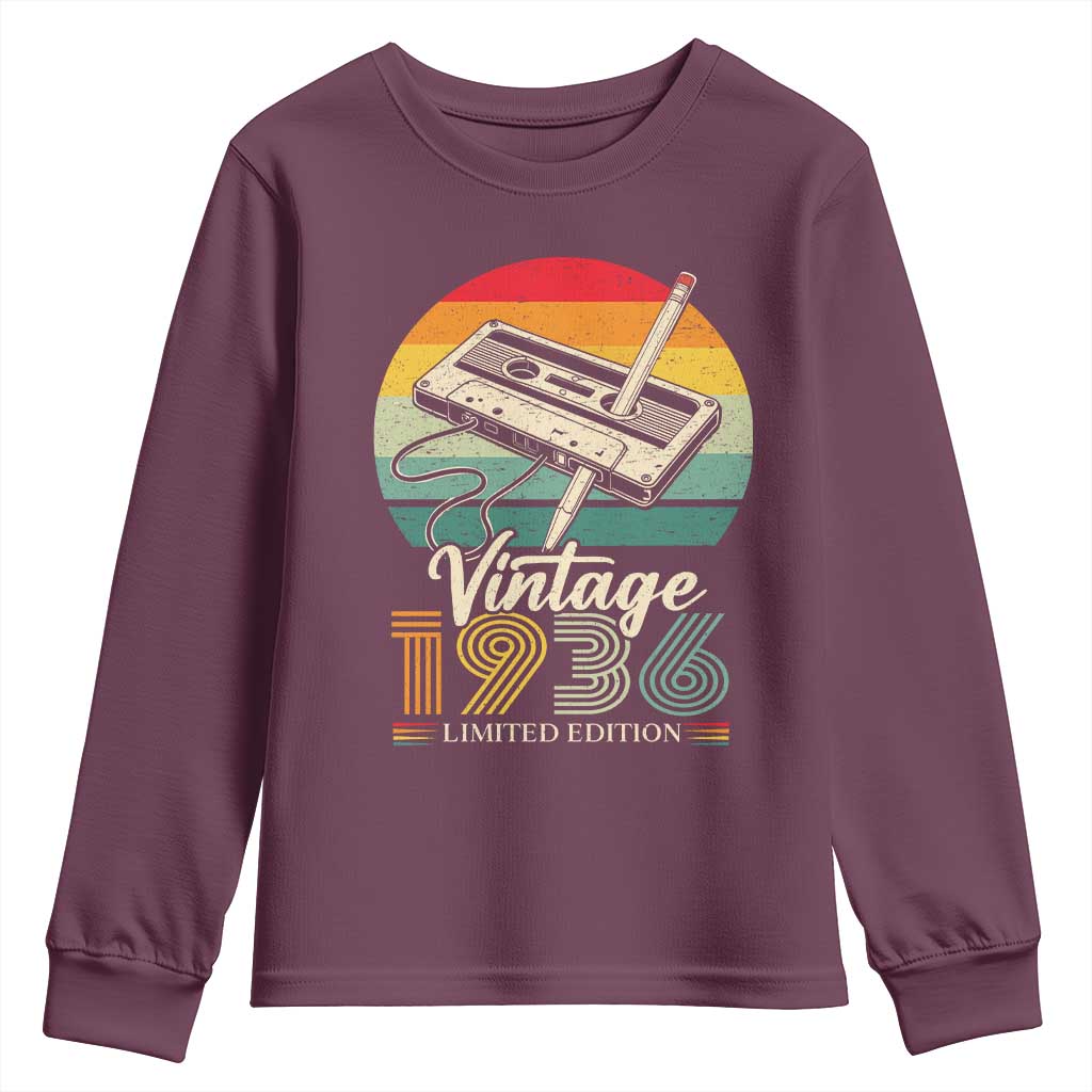 Vintage 1936 Youth Sweatshirt 90th Birthday Turning 90 Year Old Gifts