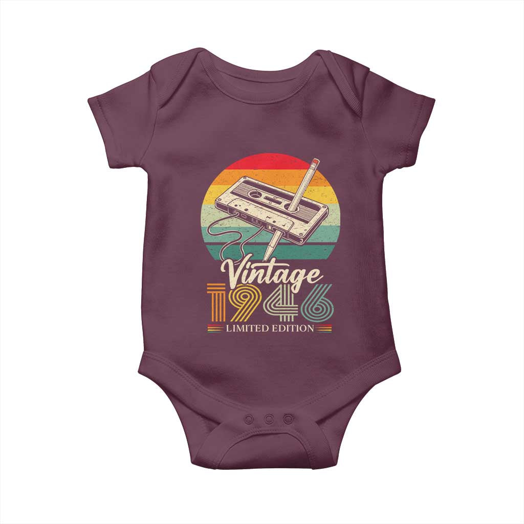 Vintage 1946 Baby Onesie 80th Birthday Turning 80 Year Old Gifts