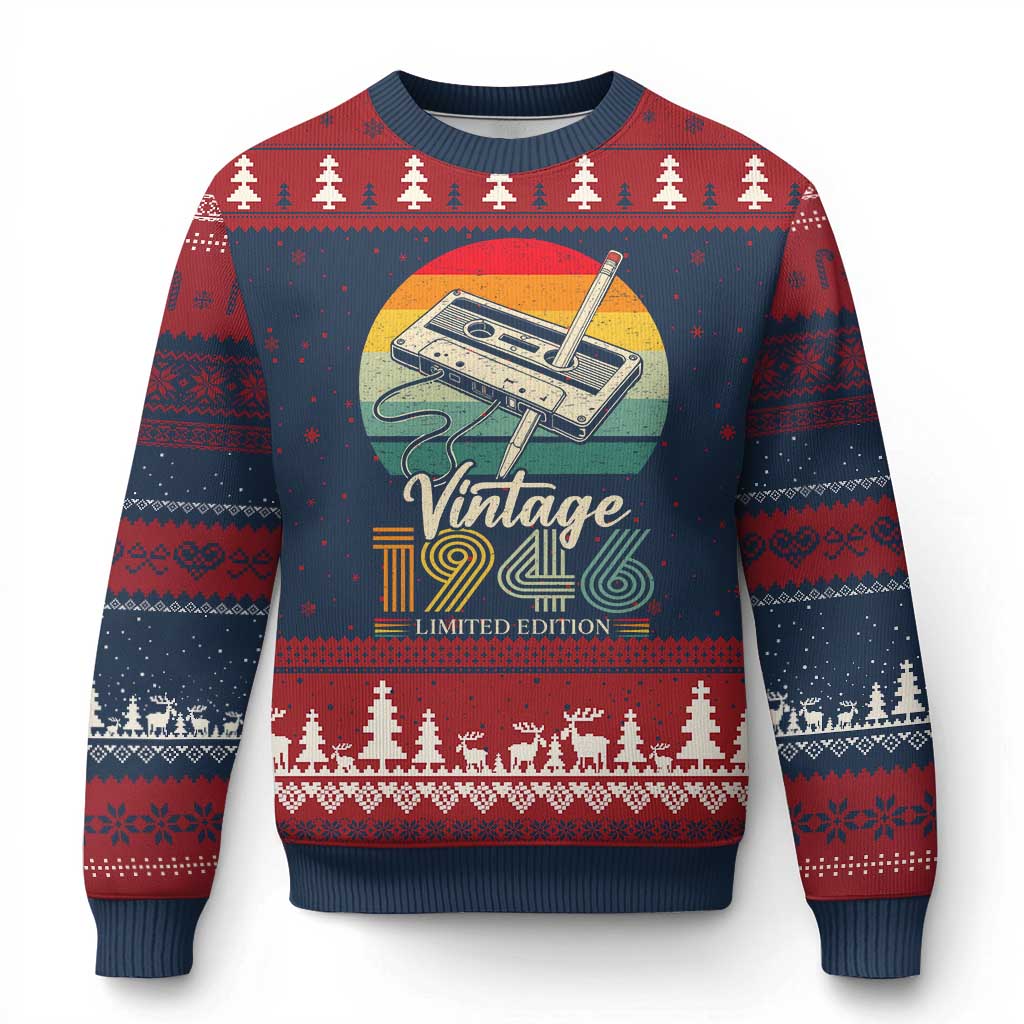 Vintage 1946 Ugly Christmas Sweater 80th Birthday Turning 80 Year Old Gifts