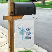Christian Jesus Garden Flag Blessed By God Saved By Jesus Blue Floral Cross Butterfly Art
