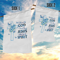 Christian Jesus Garden Flag Blessed By God Saved By Jesus Blue Floral Cross Butterfly Art