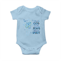Christian Jesus Baby Onesie Blessed By God Saved By Jesus Blue Floral Cross Butterfly Art