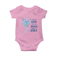 Christian Jesus Baby Onesie Blessed By God Saved By Jesus Blue Floral Cross Butterfly Art