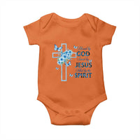 Christian Jesus Baby Onesie Blessed By God Saved By Jesus Blue Floral Cross Butterfly Art