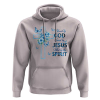 Christian Jesus Hoodie Blessed By God Saved By Jesus Blue Floral Cross Butterfly Art