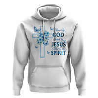 Christian Jesus Hoodie Blessed By God Saved By Jesus Blue Floral Cross Butterfly Art