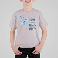 Christian Jesus T Shirt For Kid Blessed By God Saved By Jesus Blue Floral Cross Butterfly Art