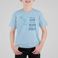 Christian Jesus T Shirt For Kid Blessed By God Saved By Jesus Blue Floral Cross Butterfly Art