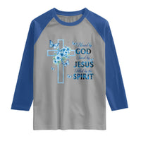 Christian Jesus Raglan Shirt Blessed By God Saved By Jesus Blue Floral Cross Butterfly Art