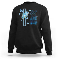 Christian Jesus Sweatshirt Blessed By God Saved By Jesus Blue Floral Cross Butterfly Art