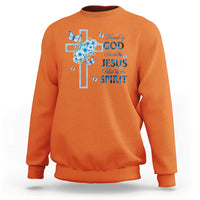 Christian Jesus Sweatshirt Blessed By God Saved By Jesus Blue Floral Cross Butterfly Art