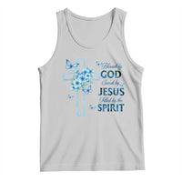 Christian Jesus Tank Top Blessed By God Saved By Jesus Blue Floral Cross Butterfly Art